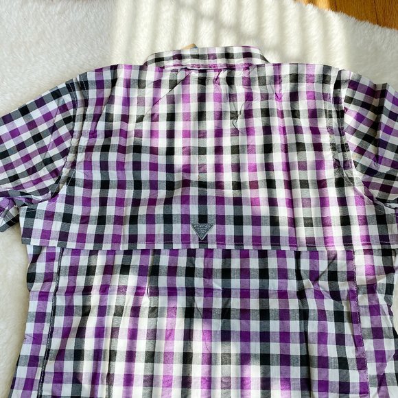 Columbia, Women's PFG Bonehead Short Sleeve Shirts, Purple Plaid, Size S / XL - Picture 6 of 12